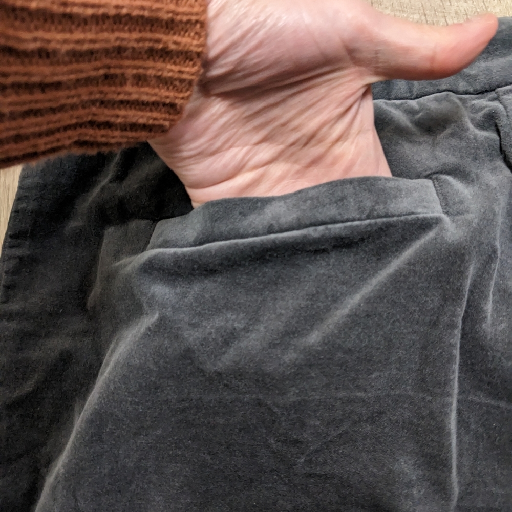 J. Jill Charcoal Gray Velvet Flared Pants - Picture 7 of 12